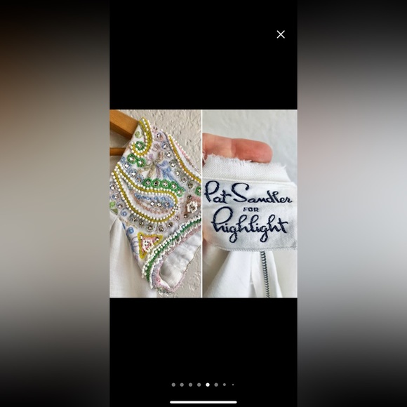 Vintage 1960’s Pat Sandler beaded white linen dress - Picture 7 of 10